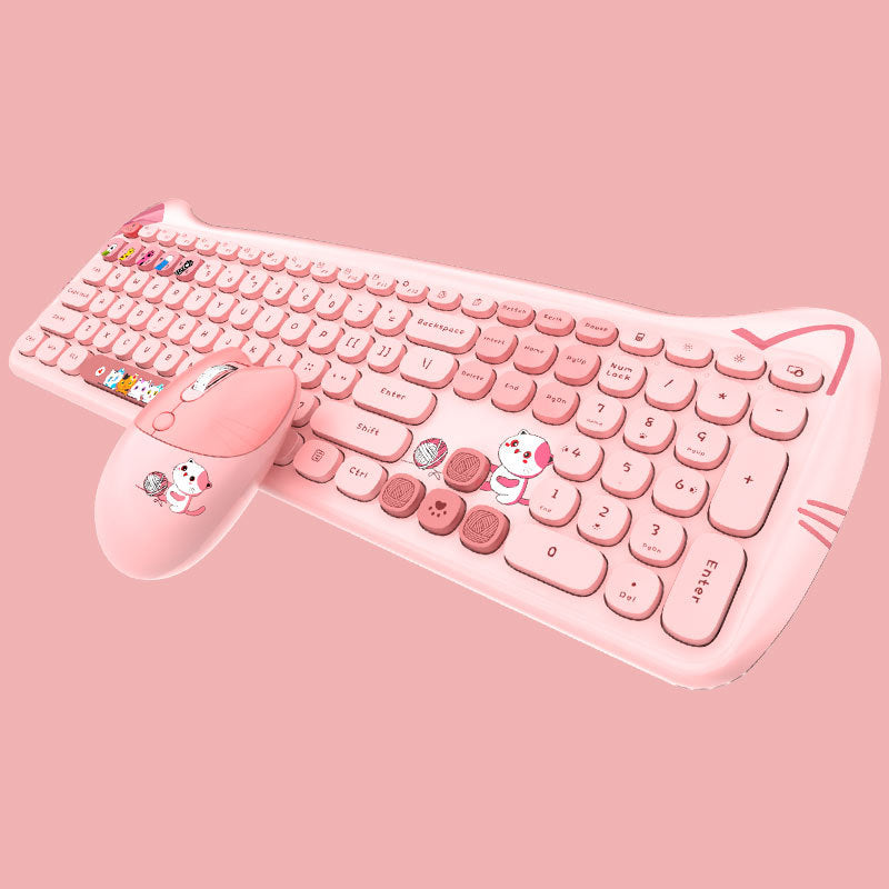 Wireless Keyboard and Mouse Set for Girls (Punk Style)