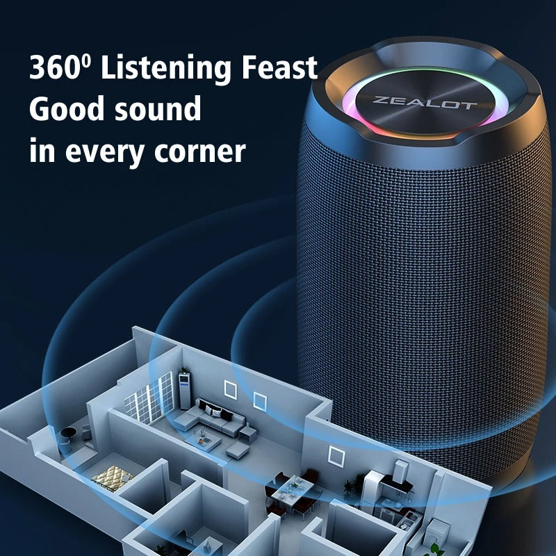 Zealot S49 20W Portable Bluetooth Speaker with 360° Sound